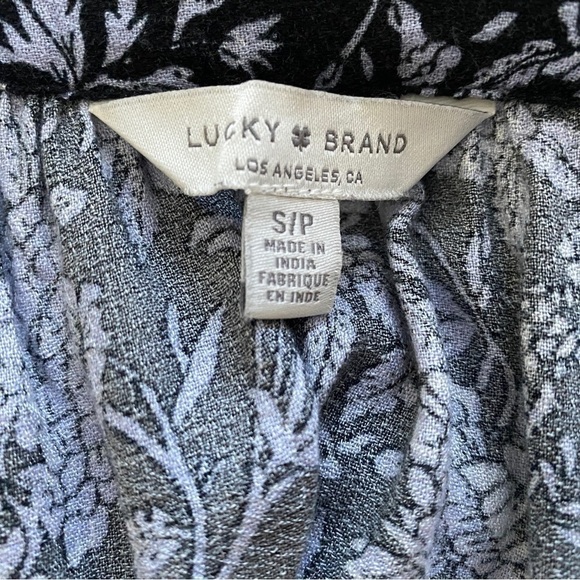 LUCKY BRAND Floral Black & White Blouse w/ Tassel Women SP Small Petite - Picture 7 of 7